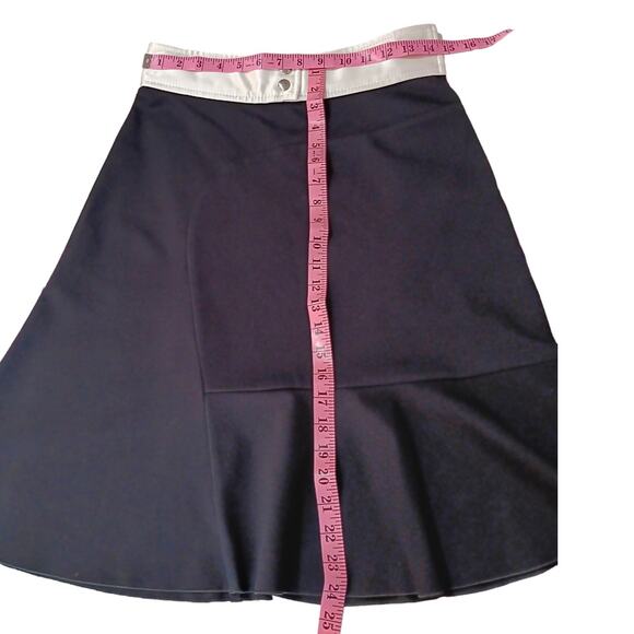 M MISSONI Flared Whimsigoth Skirt 6 Aline Fairy Cream Satin Waistband Black Knit - Picture 7 of 8